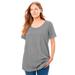 Plus Size Women's Perfect Short-Sleeve Scoopneck Tee by Woman Within in Medium Heather Grey (Size M) Shirt