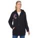 Plus Size Women's Better Fleece Zip-Front Hoodie by Woman Within in Black Floral Embroidery (Size 1X)