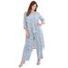 Plus Size Women's Three-Piece Lace Duster & Pant Suit by Roaman's in Pearl Grey (Size 42 W)