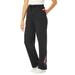 Plus Size Women's Better Fleece Sweatpant by Woman Within in Black Floral Embroidery (Size 5X)