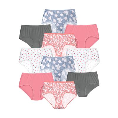 Plus Size Women's Full Coverage Cotton Brief 10-Pack by Comfort Choice in Rose Pack (Size 14) Underwear
