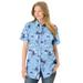 Plus Size Women's Perfect Short Sleeve Shirt by Woman Within in Sky Blue Pretty Bloom (Size M)