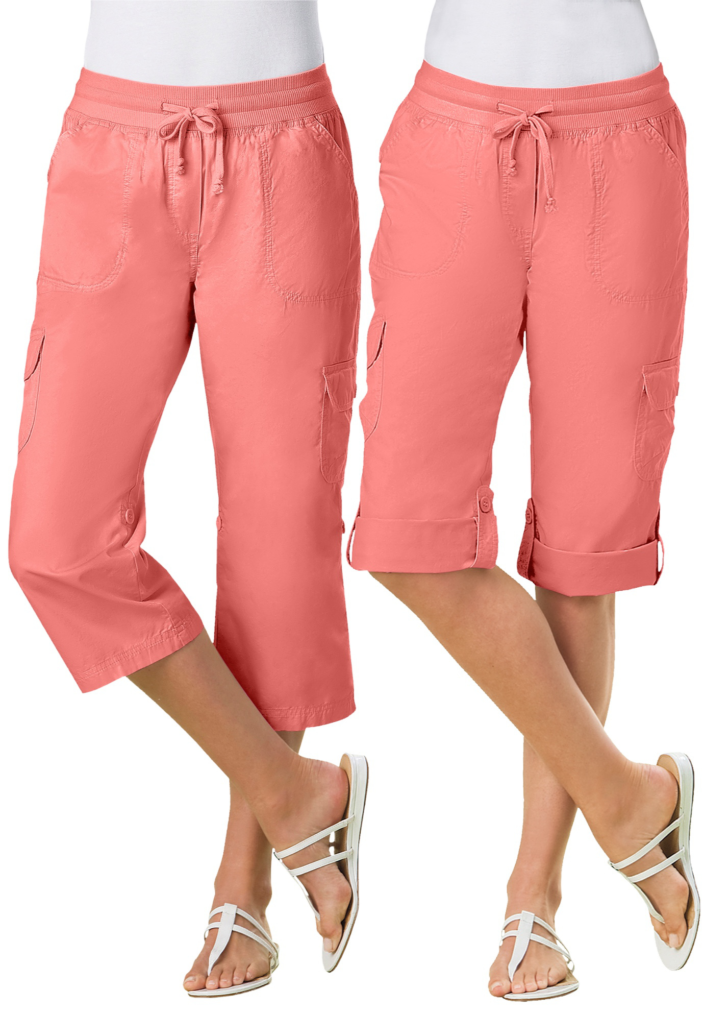 Plus Size Women's Convertible Length Cargo Capri/Bermuda by Woman Within in Sweet Coral (Size 24 W) Pant