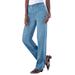 Plus Size Women's Complete Cotton Seamed Jean by Roaman's in Light Stonewash (Size 38 W) 100% Cotton Elastic Waist Denim