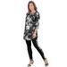 Plus Size Women's Printed Set by Roaman's in Black Spray Tie Dye (Size 34/36)