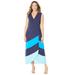 Plus Size Women's Cascading Stripe Maxi Dress by Catherines in Navy Vibrant Blue Aqua (Size 4X)