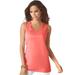 Plus Size Women's Scoopneck Tank by Roaman's in Sunset Coral (Size 1X) Top 100% Cotton Layering A-Shirt