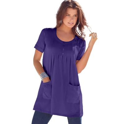 Plus Size Women's Two Pocket Soft Knit Tunic by Roaman's in Midnight Violet (Size 1X) Long T-Shirt