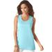 Plus Size Women's Scoopneck Tank by Roaman's in Light Aqua (Size 5X) Top 100% Cotton Layering A-Shirt