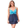 Plus Size Women's Bra-Sized Cross-Front Tankini Top by Swim 365 in Aqua Leopard (Size 44 DDD)