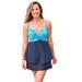 Plus Size Women's Bra-Sized Cross-Front Tankini Top by Swim 365 in Aqua Leopard (Size 44 DDD)