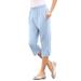 Plus Size Women's Soft Knit Capri Pant by Roaman's in Pale Blue (Size 4X)