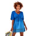 Plus Size Women's Renee Ombre Cover Up Dress by Swimsuits For All in Royal Ocean Drive Dip Dye (Size 26/28)