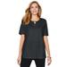 Plus Size Women's Suprema® Pleat-Neck Tee by Catherines in Black (Size 3X)