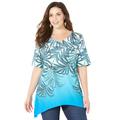 Plus Size Women's Sparkle & Swirl Tunic by Catherines in Vibrant Blue Ombre Palm (Size 3X)