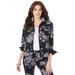 Plus Size Women's Reversible Denim Jacket by Roaman's in Black Blooming Rose (Size 12 W)