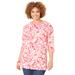 Plus Size Women's Liz&Me® Boatneck Top by Liz&Me in Pink Burst Paisley (Size 2X)