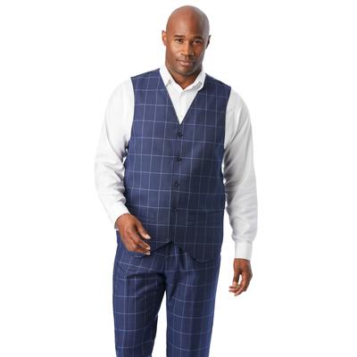 Men's Big & Tall KS Signature Easy Movement® 5-Button Suit Vest by KS Signature in Navy Check (Size 50)