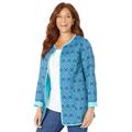 Plus Size Women's Reversible Quilted Jacket by Catherines in Navy Medallion (Size 6X)