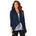 Plus Size Women's AnyWear Cascade Jacket by Catherines in Navy (Size 3X)