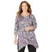 Plus Size Women's AnyWear Fluid Tunic by Catherines in Black Graphic Scroll (Size 4X)