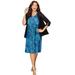 Plus Size Women's Promenade A-Line Dress by Catherines in Aqua Blue Outline Floral (Size 0X)