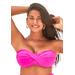 Plus Size Women's Valentine Ruched Bandeau Bikini Top by Swimsuits For All in Very Fuchsia (Size 18)