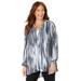 Plus Size Women's Beaded Beauty Asymmetrical Tunic by Catherines in Gunmetal Ikat Texture (Size 1X)