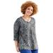 Plus Size Women's Liz&Me® Knit Henley Top by Liz&Me in Black Stencil Paisley (Size 6X)