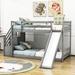 Eva-Jane Twin over Twin Wooden Bunk Bed w/ Shelves by Harriet Bee in Gray | 51 H x 90 W x 93 D in | Wayfair 1E7EB02C09414994928E1622720A5E94