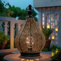 Bungalow Rose 7"H Moroccan Style Metal Table Lamp w/ Fairy Lights Bulb Metal in Gray | 6.69 H x 6.69 W x 11.42 D in | Wayfair