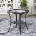 Wildon Home® Bonia Wicker Rattan Side Table w/ Built-In Glass Glass/Wicker/Rattan/Mosaic in Brown | 22 H x 20 W x 20 D in | Outdoor Furniture | Wayfair