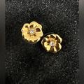 Kate Spade Jewelry | Kate Spade Goldtone & Crystal Hibiscus Floral Earrings | Color: Gold | Size: Os