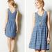 Anthropologie Dresses | Anthropologie Maeve Blue & White Aztec Striped Fit And Flare Dress | Color: Blue/White | Size: 8