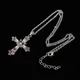 Y2K – collier pendentif en forme de cœur en croix cristal rose Egirl chaîne de clavicule fraîche