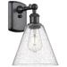 Berkshire Glass 8" LED Sconce - Matte Black Finish - Seedy Shade