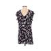 Splendid Casual Dress - Shift V Neck Short sleeves: Blue Floral Dresses - Women's Size X-Small