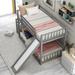 Twin over Twin Wood Bunk Bed with Convertible Slide and Stairway, Gray