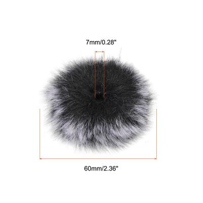 Furry Microphone Windscreen 7mmx 60mm Mic Cover Windshield Black White 4 Pack - Black White