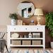 Modern Console Table with Pine Wood Frame and Legs 2 Open Shelves