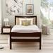 Twin Size Wood Platform Bed with Headboard and Wooden Slat Support (Espresso)