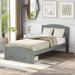 Twin Platform Bed with Storage Drawer&Wood Slat Support, No Box Spring Needed, Grey