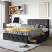 Upholstered Queen Platform Bed with Classic Headboard and 4 Drawers, Dark Grey