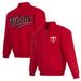 Men's JH Design Red Minnesota Twins Full-Snap Pollytwill Varsity Jacket