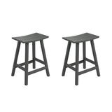 WestinTrends Malibu 24 Inch Outdoor Bar Stools Set of 2 All Weather Resistant Poly Lumber Adirondack Counter Height Stools Gray
