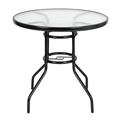 Topcobe Outdoor Dining Table Dark Chocolate Dining Glass Table for Yard Garden Round Toughened Glass Outdoor Patio Furniture