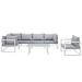 Modway Fortuna 7 Piece Outdoor Patio Sectional Sofa Set in White Gray