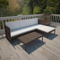 vidaXL 3 Piece Garden Lounge Set with Cushions Poly Rattan Brown 41381