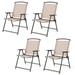 Topbuy 4 Piece Patio Folding Chairs Outdoor Dining Chairs w/ Breathable Fabric Heavy Duty Steel & Rustproof Steel Frame