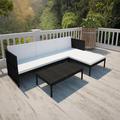 vidaXL 3 Piece Garden Lounge Set with Cushions Poly Rattan Black 41382